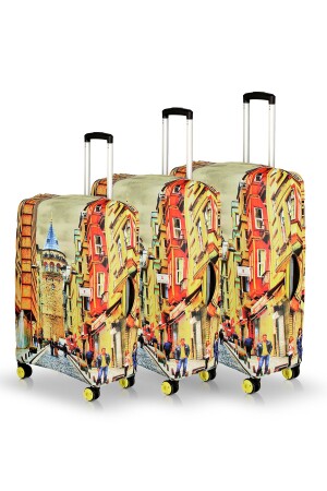 MNZ-My Saraciye Luggage Cover حقيبة محمي الحقيبة مجموعة من 3 (GALATA) - Hızlıvaliz