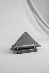 MNZ-Napkin Holder Hasankeyf الفضة الرخام الحقيقي، الملف المعدني المتحكم في الملف المتحكم MERALP130 - MERALP