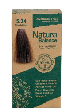 موازنة MNZ-Natura - كريم عضوي لون الشعر 5. 34 كوفي الشوكولاته 60 مل - Naturabalance
