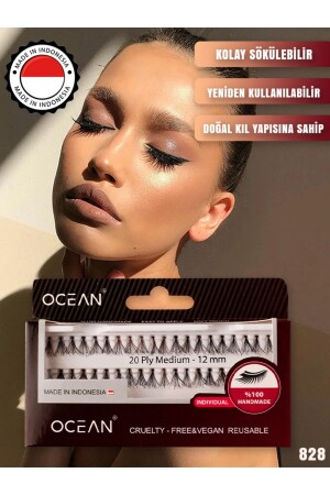 MNZ-Natural كاذب رموش عيني طبيعي بنية البريستل واحد شاش قابل للتطبيق 828 شاش - Ocean