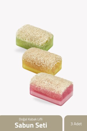 MNZ-Natural Pumpkin Fiber Soap Set 100 جرام × 3 قطع - The Touch By Seda Altın