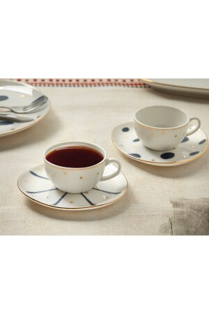 MNZ-Navy Line Porcelain Set من كوبين قهوة 90 مل - English Home