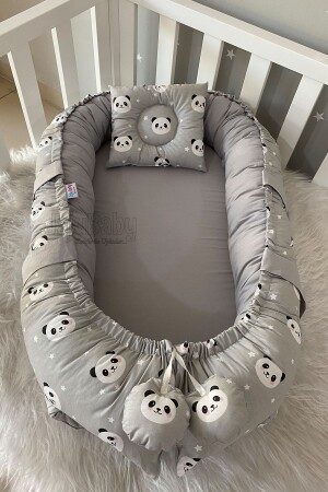 MNZ-Nest غراي باندا فخمة التصميم العظام Jaju-بابينest سرير الطفل الأم جانب سرير الطفل - Jaju Baby