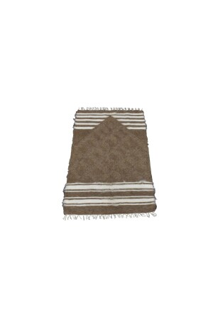 MNZ-New Hand Woven Brown Prayer Rug صلاة المفتاح موهير صوفي سيرت فرش 4787 - Zehra Abla Halı