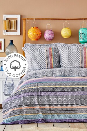 MNZ-Nileso Red 100% Cotton Double Duvet Cover Set 200 17. 01. 0089 - Karaca Home
