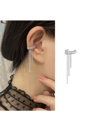 MNZ-Non-Hole Compression Chain Ear Cuff Cuff Earring Silver Plated (قراطية الضغط غير الثقبية) - Takıconcept