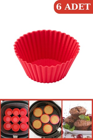 MNZ-Onikiden Airfryer كعكة السيليكون كعكة الموفين 6 قطع - متوافقة مع جميع محرّكات الهواء Sl33 - Silicolife