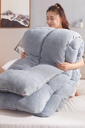 MNZ-Outsize Lux Gray Welsoft Quilt مضاعفة الجانب 220x240 (6 ألوان مختلفة) - Adelya
