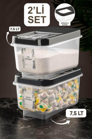 MNZ-pack of 2 7.5 lt صندوق تخزين المواد المضغوطة للكبيرة مع غطاء متحرك مع علامة على مخزن تخزين المواد المضغوط - Meleni Home