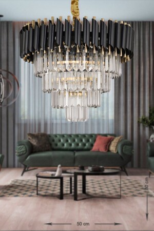 MNZ-Palmira 50' كريستال Stone Luxury Chandelier - (الذهب الأسود) PK-606-50G - Avizemoda