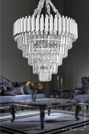 MNZ-Palmira 55' كريستال Stone Luxury Chandelier - (الفضة-الذهب) PA-607-55-GY - Avizemoda