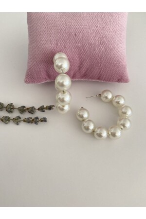 MNZ-Pearl Hoop Earring Perl Earring - Hbtasarim