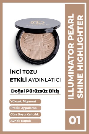 MNZ-Pearl Shine Lighting Highlighter 01 الذهب الذهب - مسحوق اللؤلؤ - تصبغة عالية - نسيج ناعم - Cocosh She