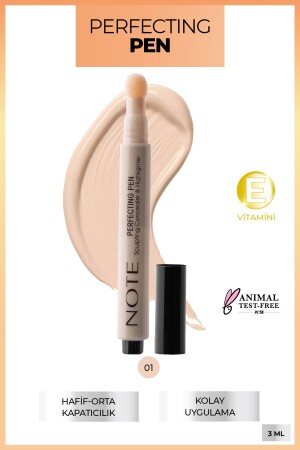 قلم MNZ-Perfecting Pen 01 تأثير إضاءة تحت عيون الكشف القلم 01 الوردة الضوء - Note Cosmetics