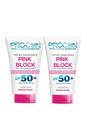 MNZ-Pink Block إضاءة Spf50+ 2x50ml واقي الشمس إضاءة كتلة وردي - PROCSIN