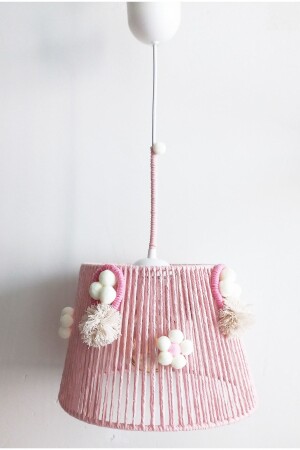 MNZ-Pink Macrame Rope Wrap بالون الوردي والزهور المزج صناعة غرفة الأطفال والفتيات مصباح معلق شمعة 213VZ - C&A