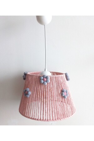 MNZ-Pink Macrame Rope Wrap Gray Pink Flower Pompom صانعة غرفة الأطفال وفتاة - C&A