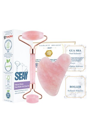 MNZ-Pink Quartz Quartz الوجه رولر & غوشا الوجوه الوسيلة التدليك مجموعة التدليك الحجر الطبيعي الحجر المتميز Seay23612 - Seay