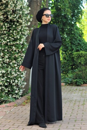 MNZ-Plain أسود اللون-abaya Abaya - Gabra