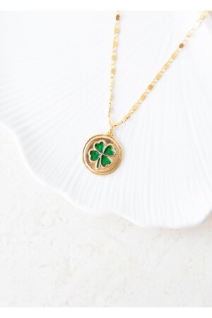 MNZ-Plate Clover Necklace 87590 - CHARMLUCKY