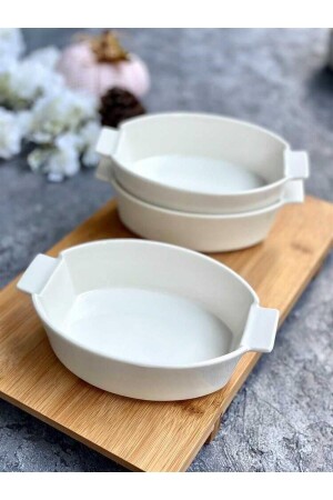 MNZ-Porcelain Oval Bowl 3 قطعة - Şirin Eşyalarım