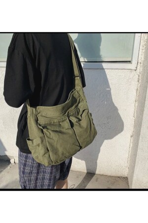 كيس من نوع MNZ-Postman مع جيب شحن Unisex Khaki أخضر حجم الداخلي شكل الشارع الكبير البريد البريطاني جيب البريد البريطاني - Gofeel