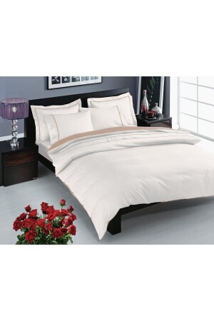 MNZ-Prestige ساتين مزدوج غطاء غطاء مجموعة Ecru 60243872 - Taç