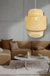 MNZ-Rattan Wicker 3 Tiers Pendant Lamp شمعة السلة البامبو إضاءة السلة ITH010101 - Fivorno Aydınlatma
