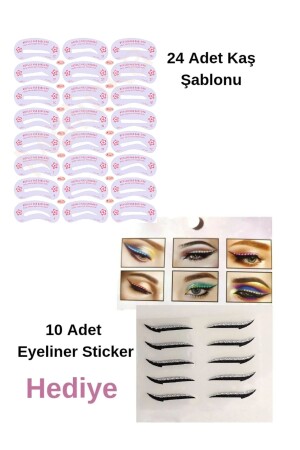 MNZ-Reusable 24Pcs مخالب العين شكل 10Pcs عيون الملصق مكياج مجموعة التبديل - Malinka