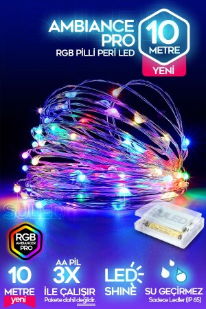 MNZ-RGB بطارية تعمل بضوء LED 10 مترات ديكور الحفلات الداخلية والخارجية احتفال الضوء الملوّن ديكورات LED SL-1056 - Suled