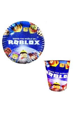 مجموعة من صحون و كوبات MNZ-Roblox لـ 8 أشخاص - Parti Dolabı