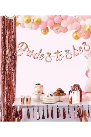 (MNZ-Rose) العروس الذهبية ليكون خطة الخطوط المكتوبة الخاتم التفصيلية (Bachelorette Party Concept Banner) - Huzur Party Store