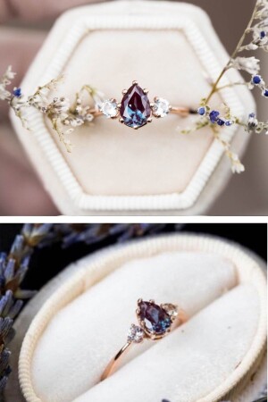 حلقة النساء من اللوتوس من طراز MNZ-Rose Color Plated Mystic Topaz Stone Lotus - 2174 - X-Lady Accessories