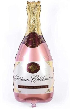 MNZ-Rose Gold Champagne زجاجة على شكل بولون ورق - Beysüs