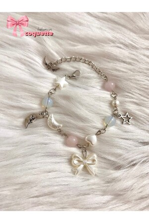 MNZ-Rose Quartz Moonstone كوكيتة فاي كور سوار - Bohemian Takı Tasarim