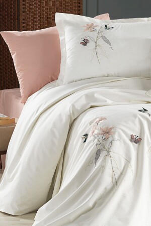 MNZ-Salways Easy to Iron 100% Cotton Embroidered Double Duvet Cover Set 202303ALW01 - OIKA