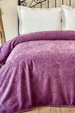 (MNZ-Scala Plum) غطاء مزدوج من الملفات المزروعة 200 - Karaca Home