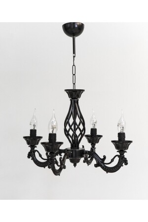 MNZ-Sea 4 Arm Cast Black Chandelier 66311 - Berk Avize