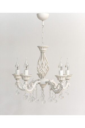 MNZ-Sea 5 Arm Cast Cream Stone Chandelier 413123 - Berk Avize