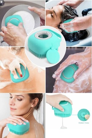 فرشاة حمام منسللة من سليكون MNZ-Silicone Exfoliating Shower Brush with Shampoo Chamber Fma254151 - Ucuzal