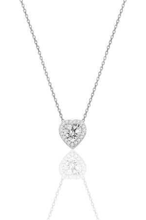 مقعد قلب نموذج MNZ-Silver Diamond Mounted Heart - Söğütlü Silver