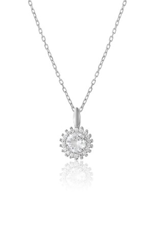 MNZ-Silver Diamond Mounted Necklace kly2112681607 - Zanaatsilver