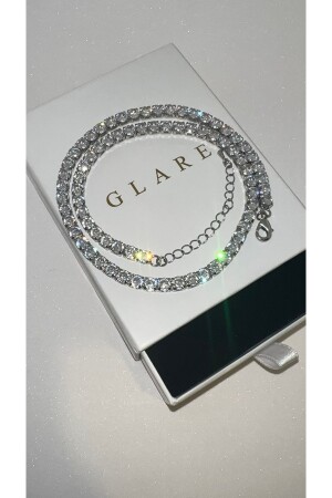 MNZ-Silver Diamond Mounting Cast Waterway Necklace غير التناوب المعتاد المقطع 4mm GLAREJewelry_245 - GLARE JEWELRY