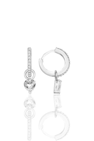 أذن قلوب من الـ MNZ-Silver rhodium zircon stone hoops SGTL12253RODAGE - Söğütlü Silver