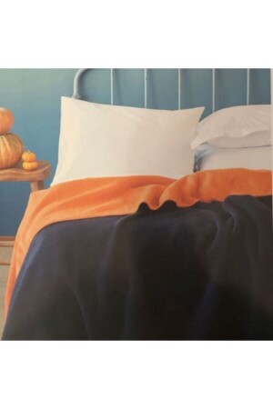 MNZ-Simply Blanket مزدوجة من اللون الأزرق المظلم البرتقالي BDYR-Simply-ÇBatt - İssimo Home
