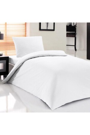 MNZ-Single Elastic Cotton Ranforce Duvet Cover Set 160 × 220 - MERTM000558 البيضاء - mer-tim ezberbozan ev tekstili
