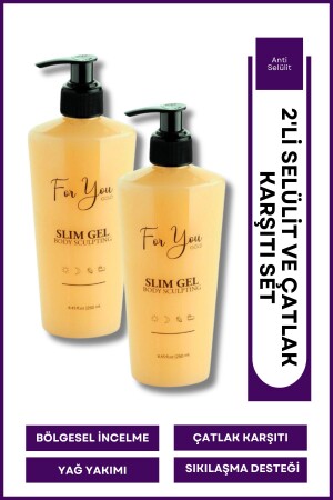 جيل MNZ-Slim Slimming-Fat-Firming-Burning-regional Slimming-Anti-crack و كريم السيلوليت (2 قطع) - For You Gold