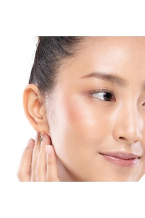 أذن الذهبية من طراز MNZ-Small Hoop Rose مع صورة نجمة مع تفصيل الماس على النقطة - Altınöz Mücevherat