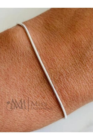 مقعد من نوع MNZ-Snake Model Bracelet Unisex 1-2 mm رقيق مستدير 925 مقعد من السلسلة الفضية - Bymissmücevherat