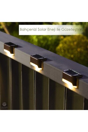 MNZ-Solar Powered Rechargeable Bracket سلم ساحة الحديقة المضخمة المصباح الأسود (4pcs) - Technojet